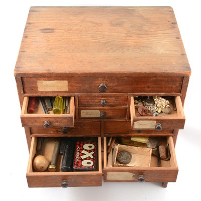 Lot 137 - Jewellery making tools, loose faceted paste stones and a multi-drawer unit.