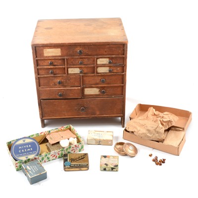 Lot 137 - Jewellery making tools, loose faceted paste stones and a multi-drawer unit.