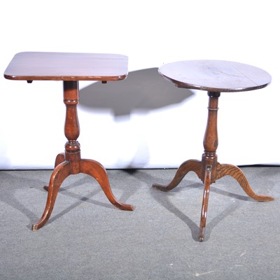 Lot 498 - George III oak tripod table and a mahogany tripod table