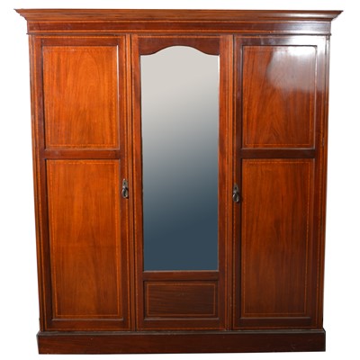 Lot 542 - Victorian mahogany and inlaid triple wardrobe