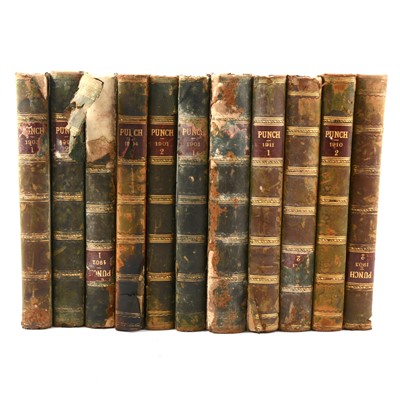Lot 180 - Eleven bound volumes of Punch magazines early 20th century, Character Sketches of Dickens.