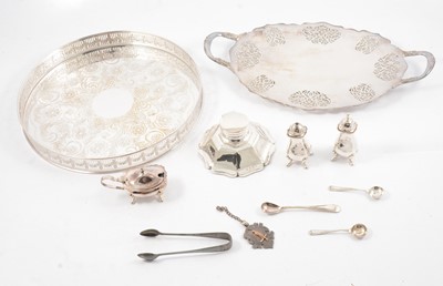 Lot 241 - Silver inkwell, etc.