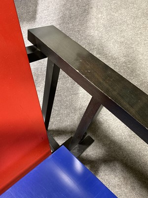 Lot 1053 - Red and Blue Chair, designed by Gerrit Rietveld, manufactured by Cassina