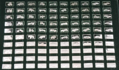 Lot 239 - John Pinches Ltd. The 100 Greatest Cars Silver Miniature Collection.