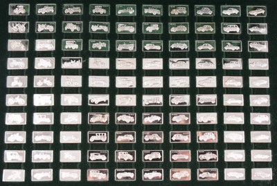 Lot 239 - John Pinches Ltd. The 100 Greatest Cars Silver Miniature Collection.