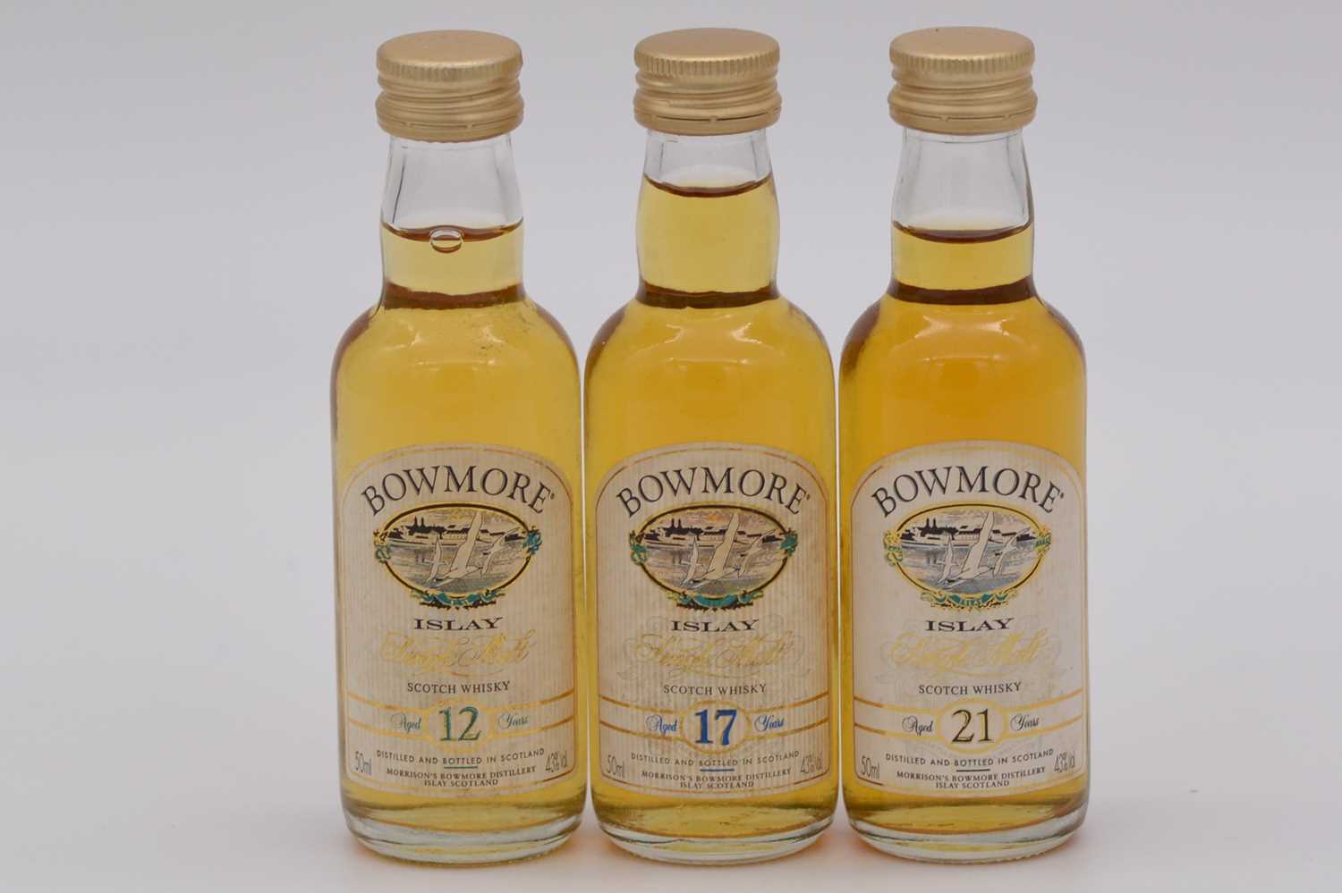 Lot 39 - Bowmore, Islay malt whisky, 12yo, 17yo, and 21yo.