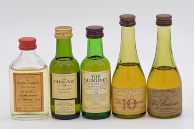 Lot 659 - Balvenie-Glenlivet "As we Get it", whisky miniature, and other Balvenie and Glenlivet bottlings