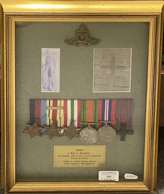 Lot 284 - Display Case of World War II Medals and Monte Casino Medal.