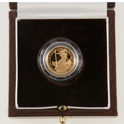 Lot 342 - Elizabeth II gold 10 Pound coin, 1999, Britannia 1/10oz Proof, boxed.