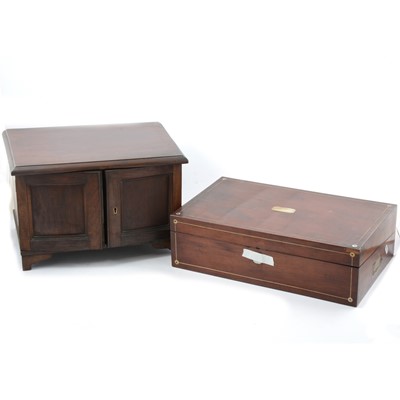 Lot 136 - Small walnut collectors cabinet and a mahogany writing box