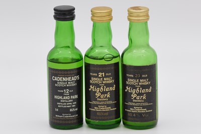 Lot 7 - Cadenhead's Black Label miniature series: Highland Park, three bottlings