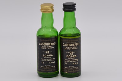 Lot 208 - Cadenhead's Black Label miniature series: Scapa 1965, two bottlings