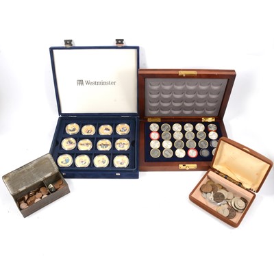 Lot 172 - The Battle of Waterloo Checkers (draughts) set in fitted case, Westminster Diamond Wedding Coin Collection.