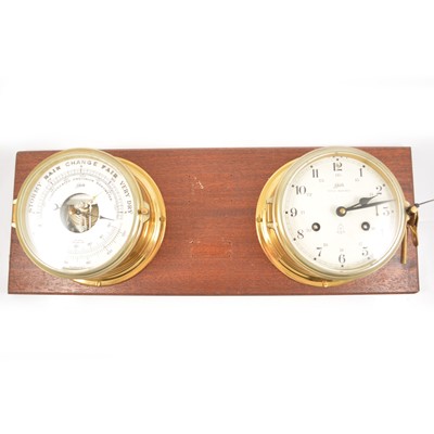 Lot 207 - Schatz "Royal Mariner" ships bulkhead clock and barometer.