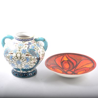 Lot 15 - Poole Pottery Delphis series bowl, and an Isnik style vase