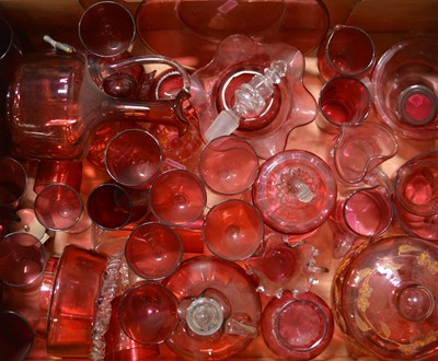Lot 37 - Collection of ruby and cranberry glass, Victorian and later