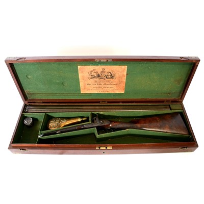 Lot 288 - Rare 15-bore double barrel percussion sporting gun, by Thomas Boss