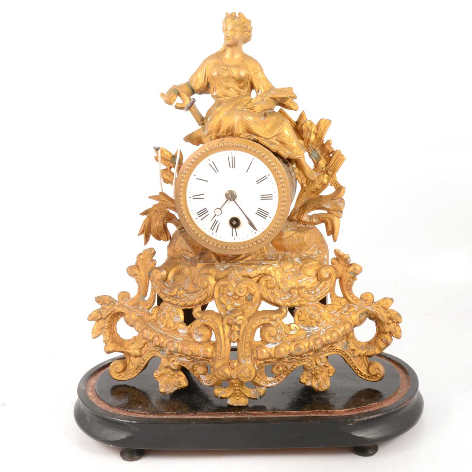 Lot 96 - Late 19th Century French gilt spelter mantel clock