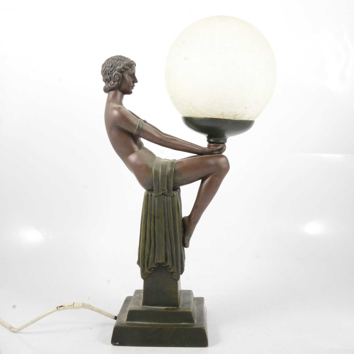 Lot 95 - Art Deco style plaster table lamp; and Deco style figure