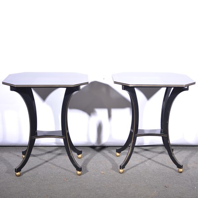 Lot 545 - Pair of Regency style ebonised side tables