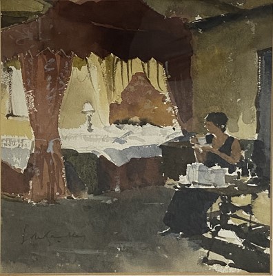 Lot 524 - John Yardley, Lady Taking Tea in her Bedroom.