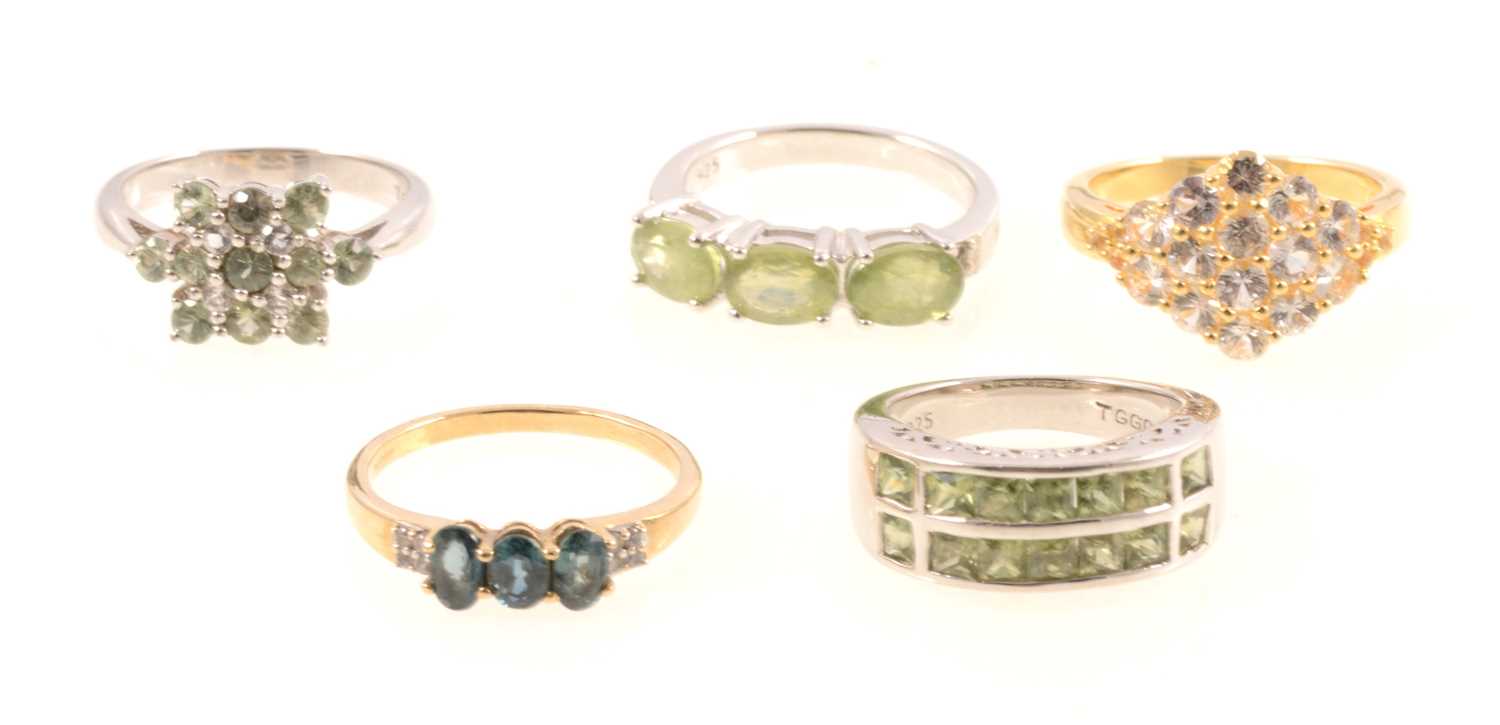 Lot 298 - Gemporia - Five sapphire set rings.