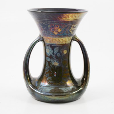 Lot 1008 - Richard Joyce for Pilkington's Royal Lancastrian, a lustre twin handled vase, 1917