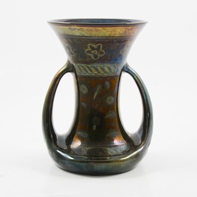 Lot 1008 - Richard Joyce for Pilkington's Royal Lancastrian, a lustre twin handled vase, 1917