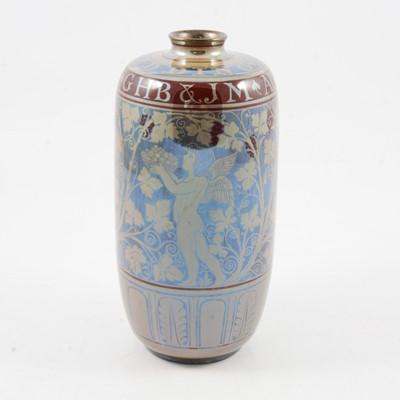 Lot 1009 - Richard Joyce for Pilkington's Royal Lancastrian, a lustre vase for a silver wedding, 1924