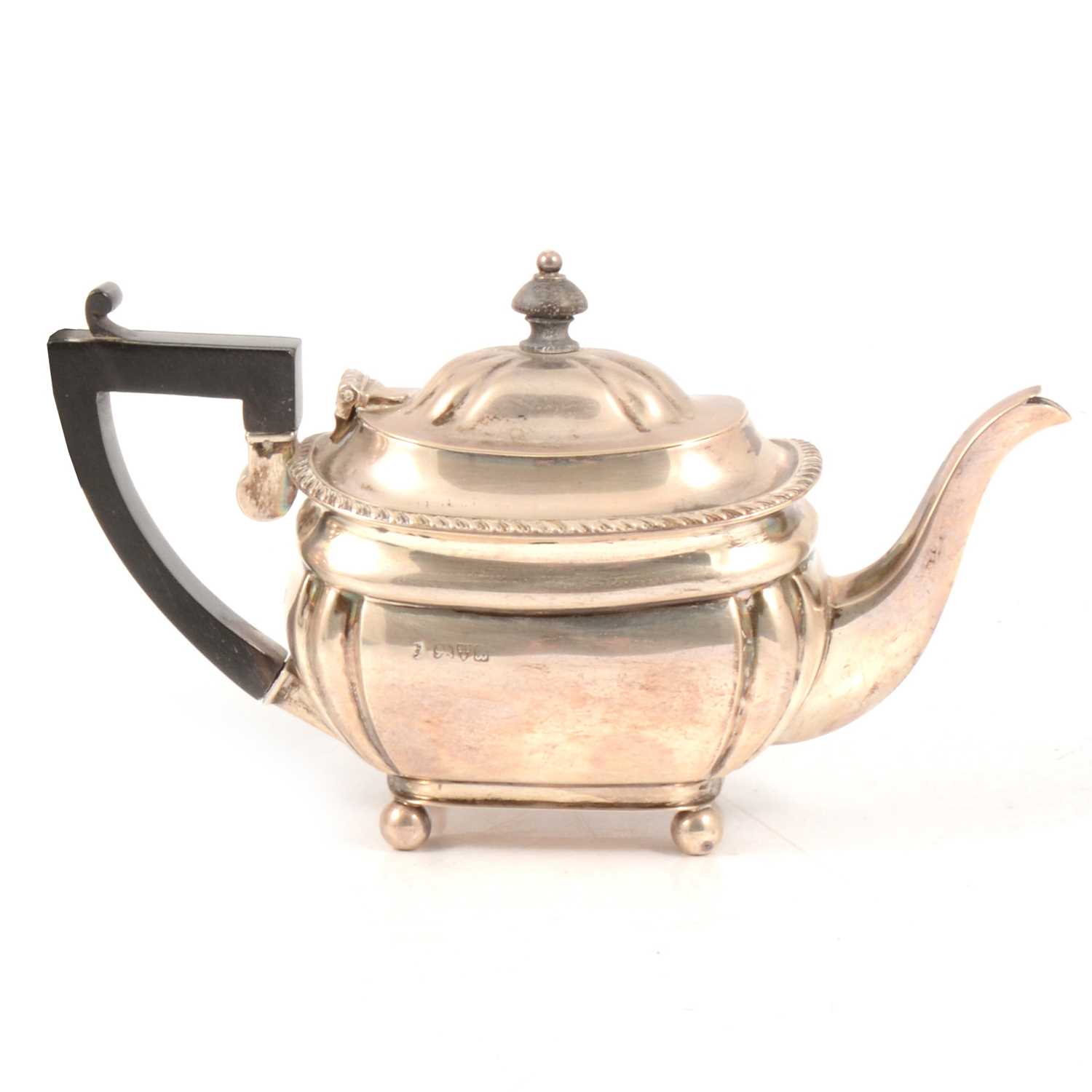 Lot 243 - Edwardian silver bachelor’s teapot, Haseler Brothers, Chester 1902.
