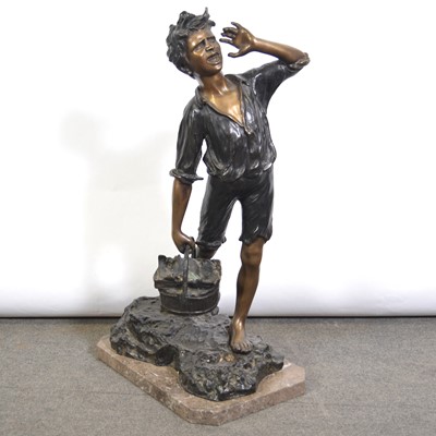 Lot 136 - Vincenzo Cinque, bronze figure of a young fisherman