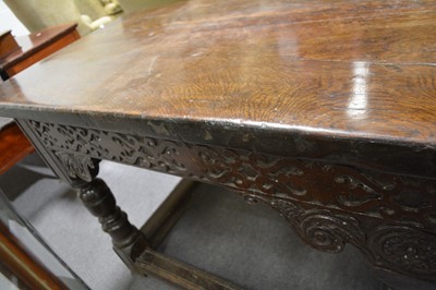 Lot 242 - Joined oak refectory table, in part 17th Century