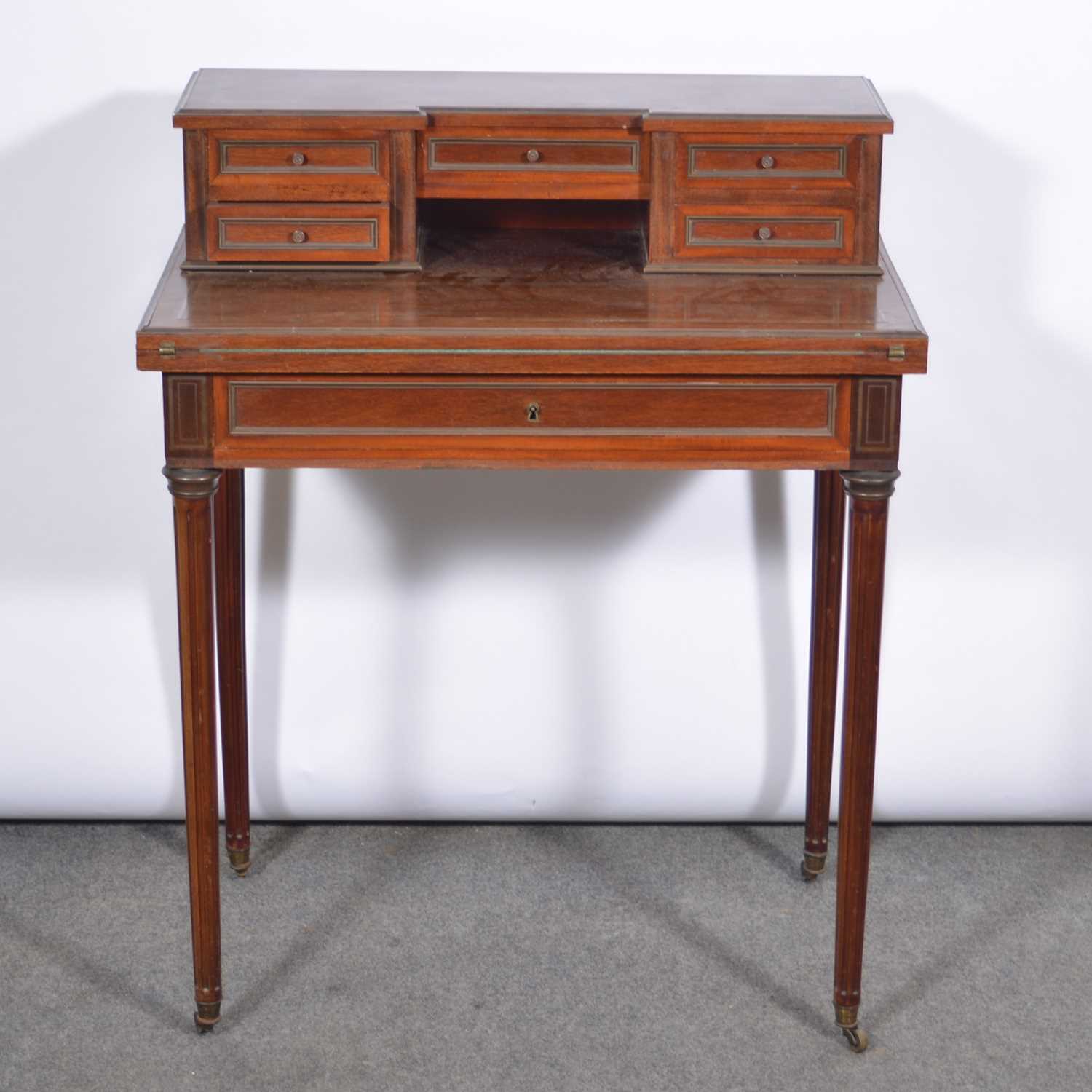 Lot 608 - Reproduction French style hardwood writing desk