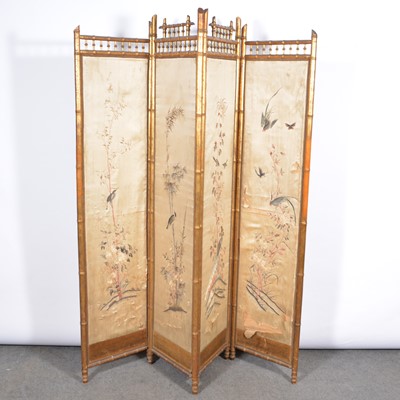 Lot 547 - Victorian bamboo and simulated bamboo four-fold screen