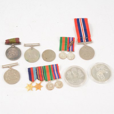 Lot 219 - Victorian Afghanistan medal, WWII medals, two silver collector's coins.