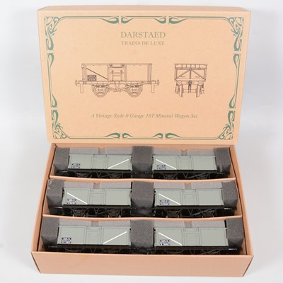 Lot 203 - Darstaed Trains O gauge model railway 16T Mineral six coal Wagon set, set A, grey, boxed.