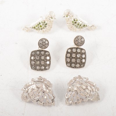 Lot 171 - Gemporia - Diamond and silver earrings.
