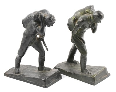Lot 112 - Mary Laboyteaux, pair of patinated bronze hunters
