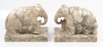 Lot 106 - Pair of hand carved stone elephant bookends