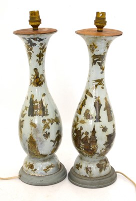 Lot 548 - Pair of late Victorian glass lamps