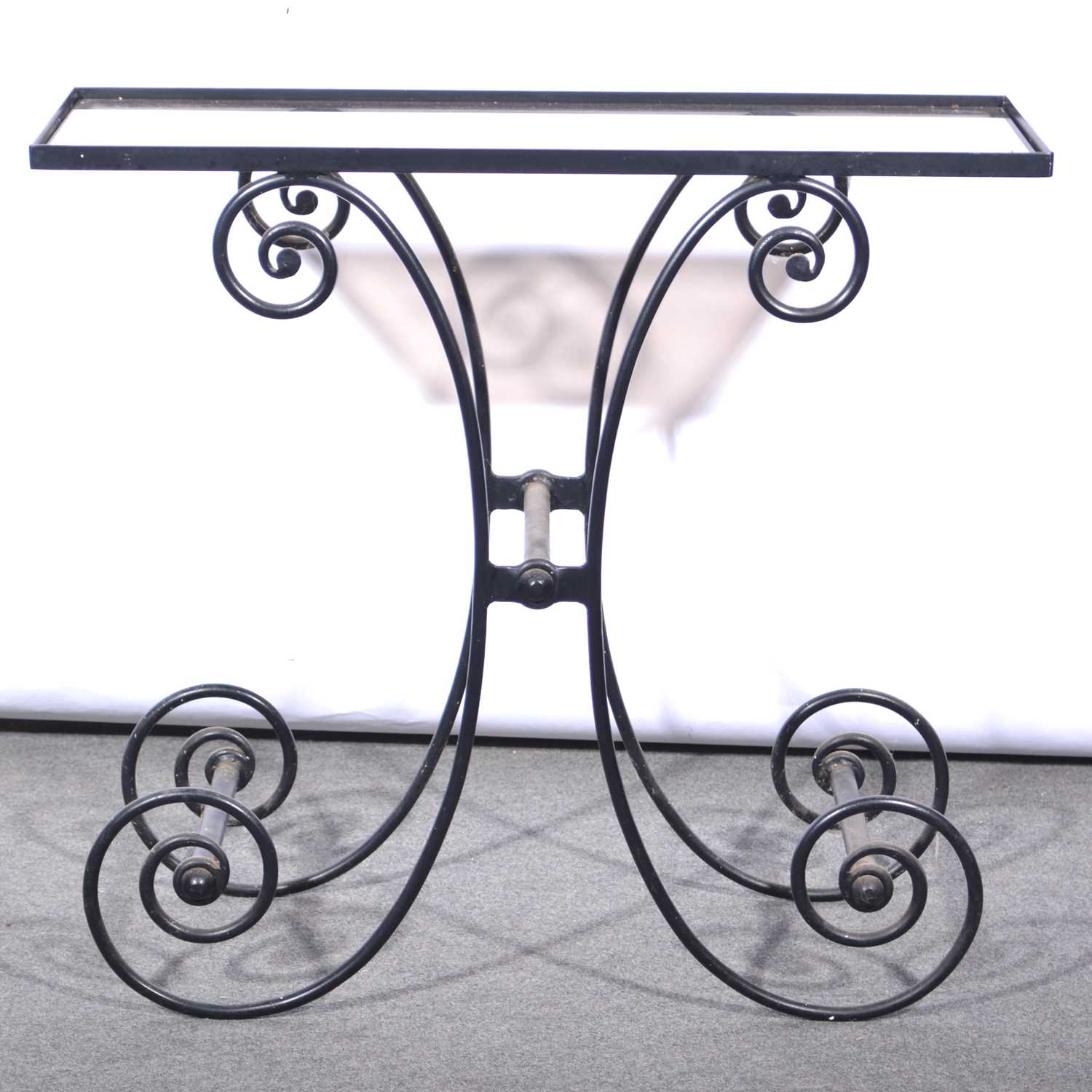 Lot 552 - Vintage wrought iron console table