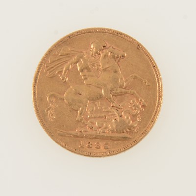 Lot 341 - Victoria Young Head gold Sovereign coin, 1885.