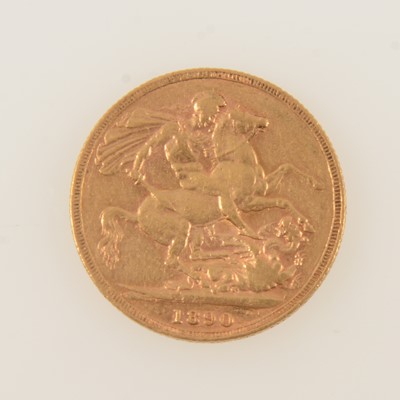 Lot 339 - Victoria Jubilee Head gold Sovereign coin, 1890