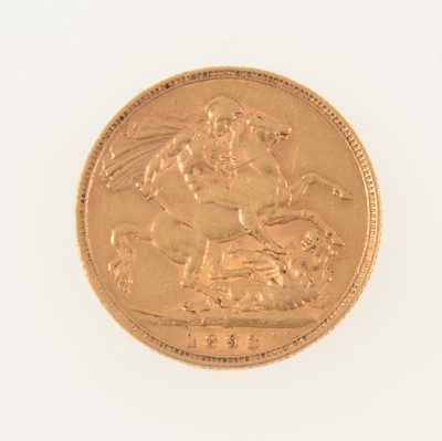 Lot 338 - Victoria Veiled Head gold Sovereign coin, 1893.