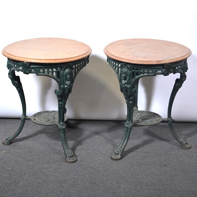 Lot 289 - Pair of cast iron pub tables