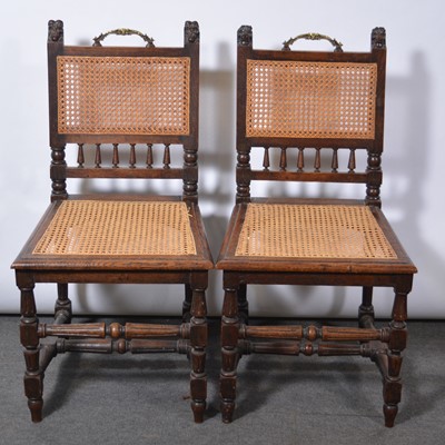 Lot 502 - Pair of French oak hall chairs