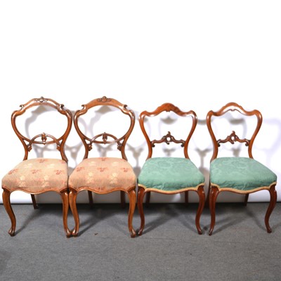 Lot 273 - Two pairs of Victorian walnut dining chairs