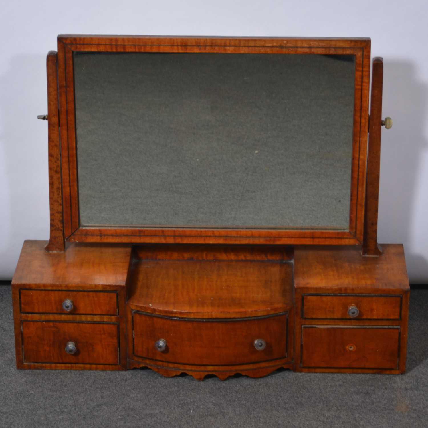 Lot 288 - Maple wood toilet mirror, probably American