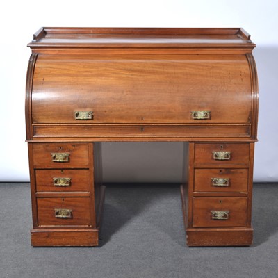 Lot 503 - Victorian mahogany cylinder front bureau.