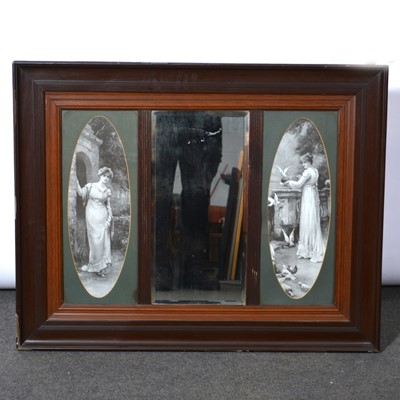 Lot 488 - Edwardian wall mirror and four fashion plates